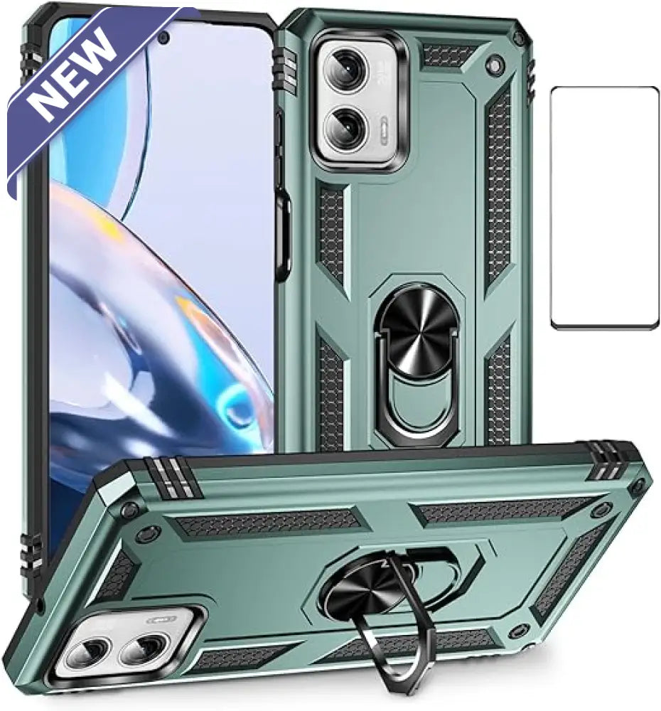 Anti-Drop Metal Ring Case For Moto Edge+ 5G (2023) Green.