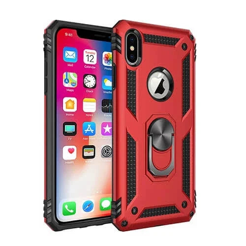 Anti drop metal ring case for iPhone X/XS in red