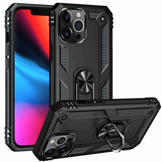 Anti-drop metal ring case for iPhone 11 Pro Max black.