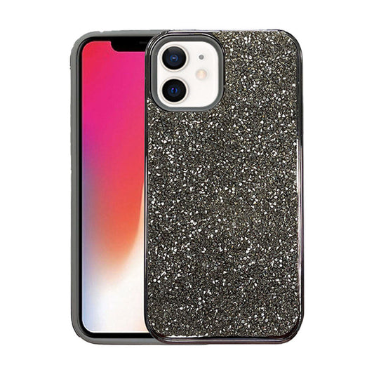 Designer hard glitter case for iPhone 12 Mini black.