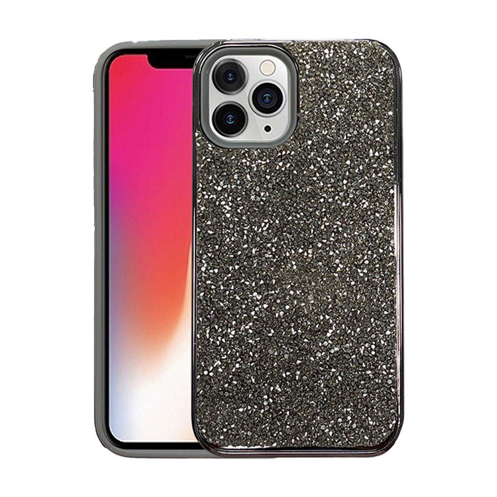 Designer hard glitter case for iPhone 14 Pro black.