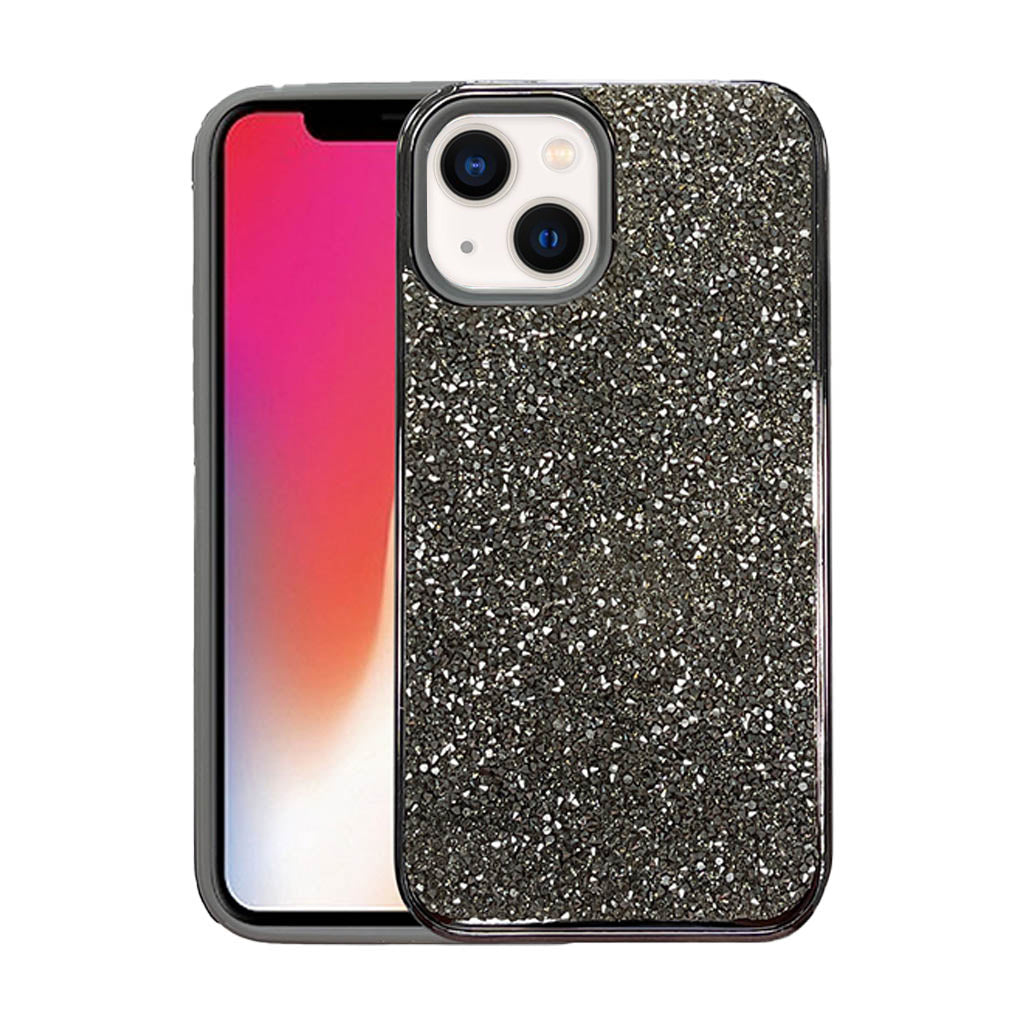 Designer hard glitter case for iPhone 14/13 black.