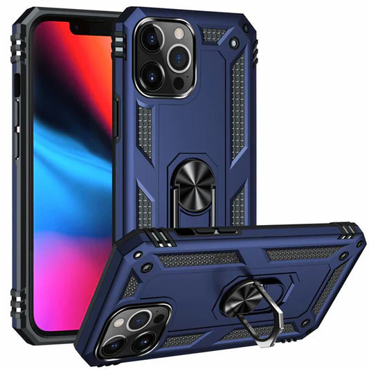Anti drop metal ring case for iPhone XR navy blue
