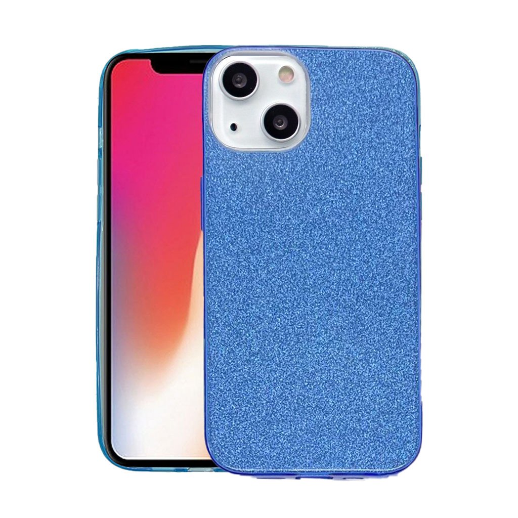 Three piece sparkly case for iPhone 13 Mini blue.