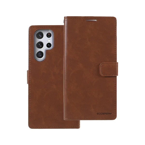 Bluemoon Wallet case for Samsung S23 Ultra Brown.