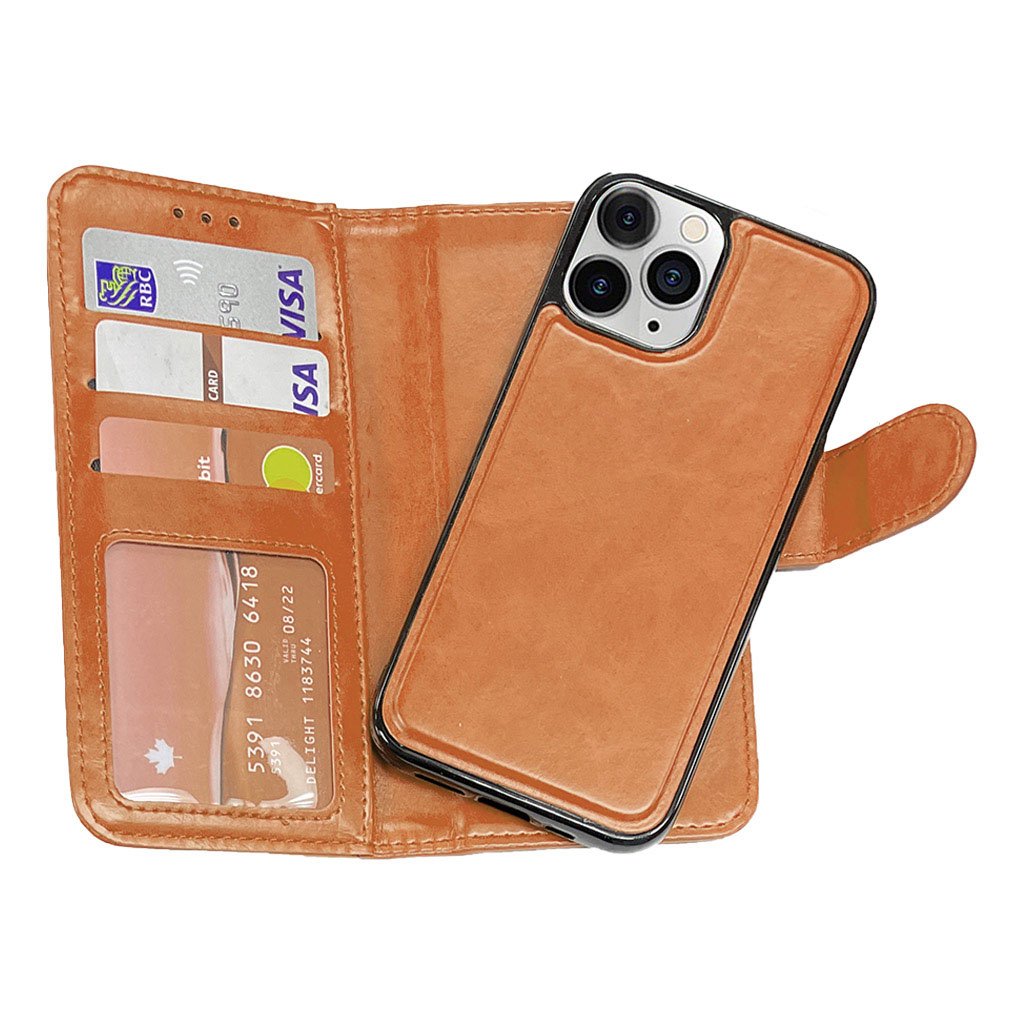 Magnetic two in one wallet for iPhone 14 Pro Max Brown.