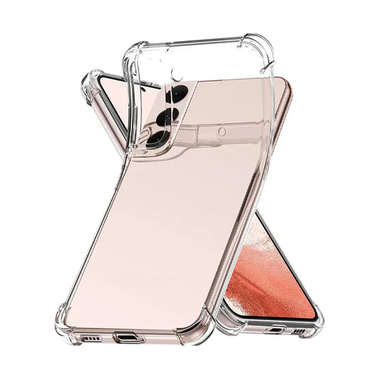 Clear gel PC TPU with edge bumper for Samsung S23 FE.