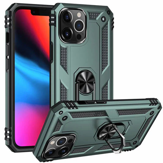 Anti-drop metal ring case for iPhone 11 Pro Max green.