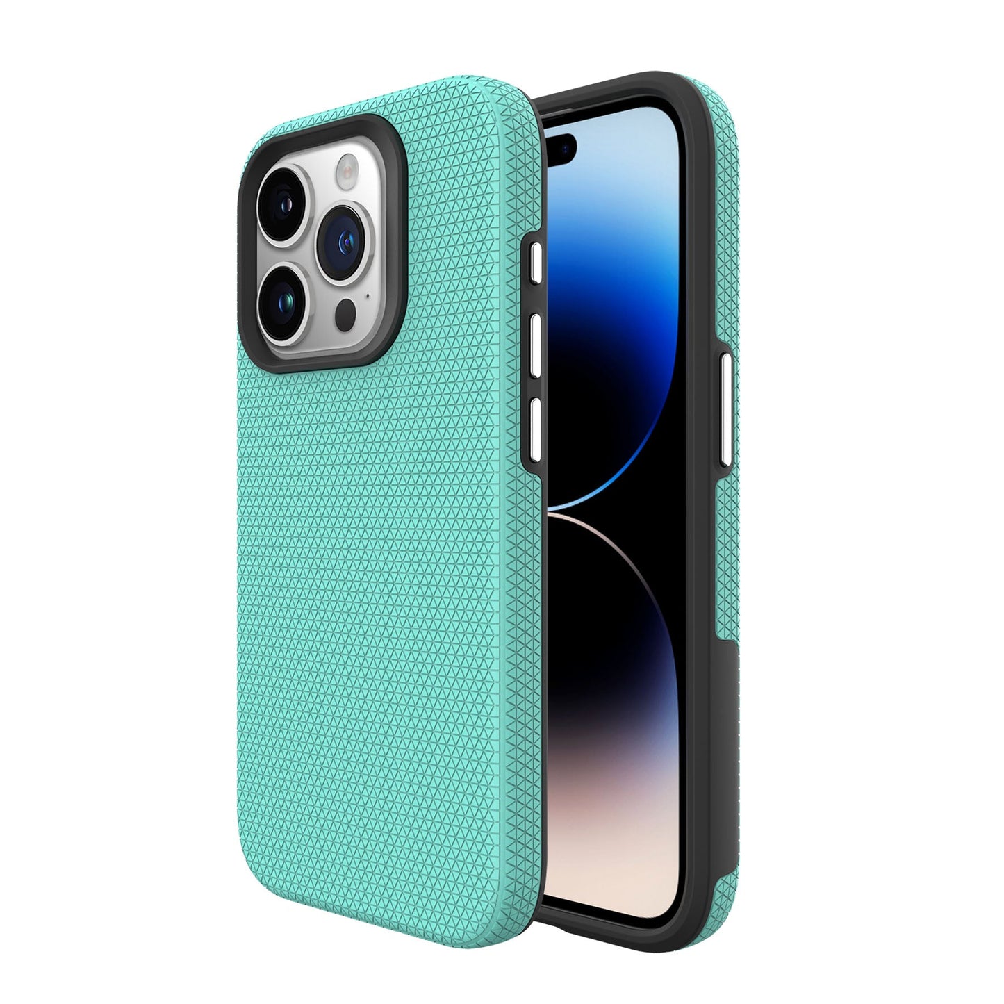 Triangle dotted case for iPhone 15 Pro Max Teal.