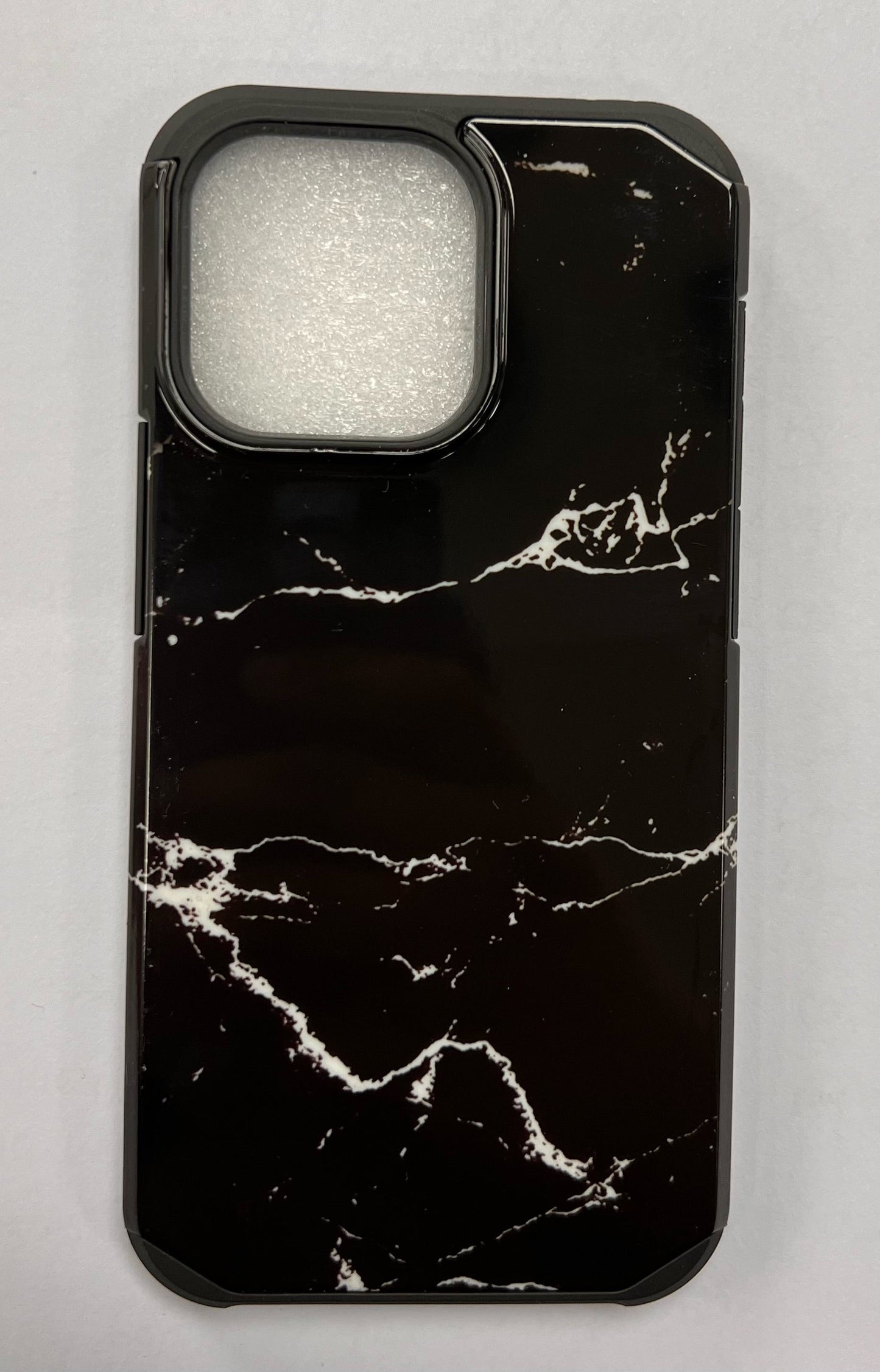 Slim armour Black Marble design for iPhone 15 Pro.