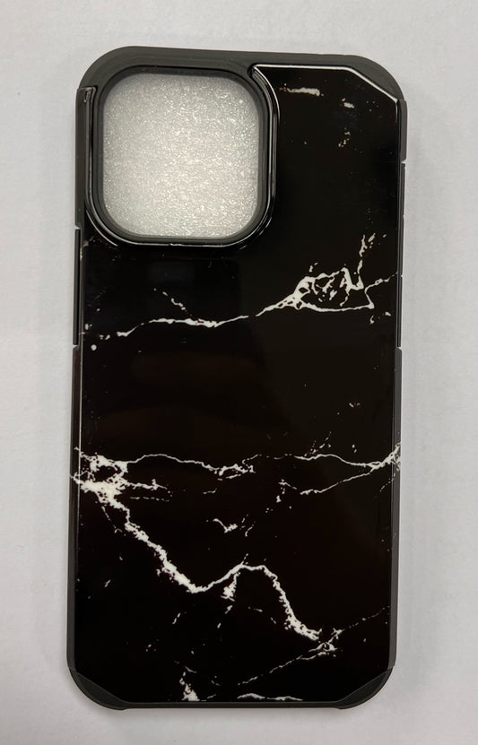 Slim armour Black Marble design for iPhone 15 Pro.