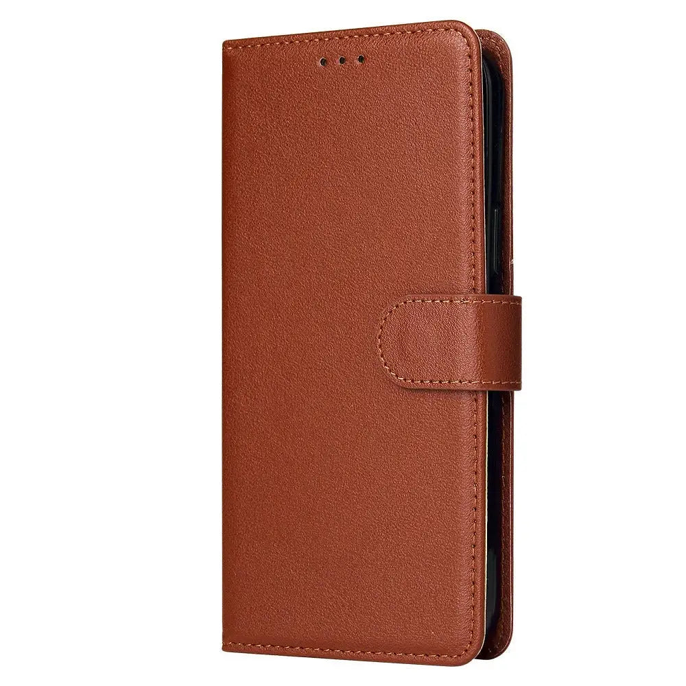 Leather Wallet Case For Moto Edge + 5G (2023) Brown.