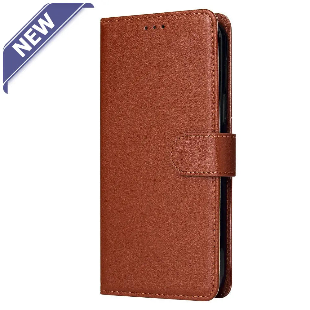 Leather wallet case for Moto G 5G (2024) Brown.