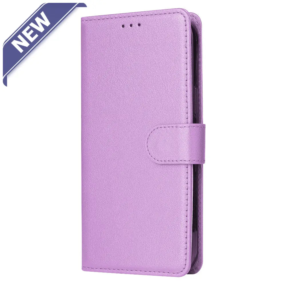 Leather wallet case for Moto G Play (2024) Purple.