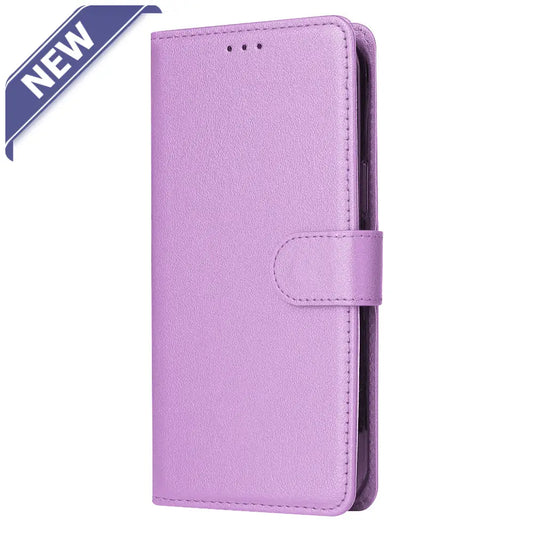 Leather wallet case for Moto G Play (2024) Purple.