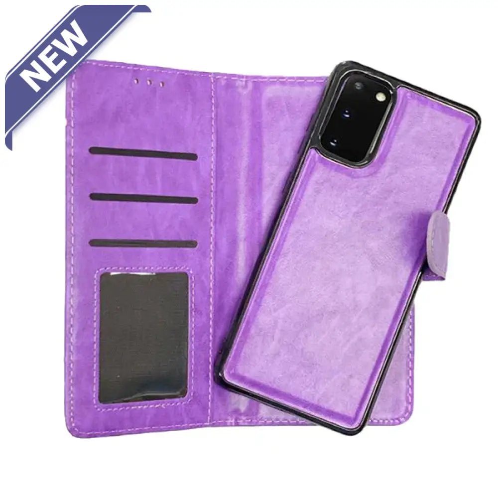 Magnetic Two In One Wallet For Samsung S24 Purple.