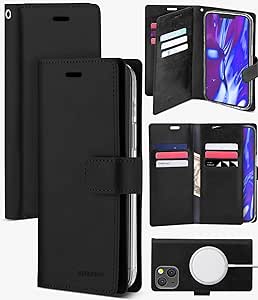 Unique Mansoor diary style wallet for iPhone 15 Plus Black.