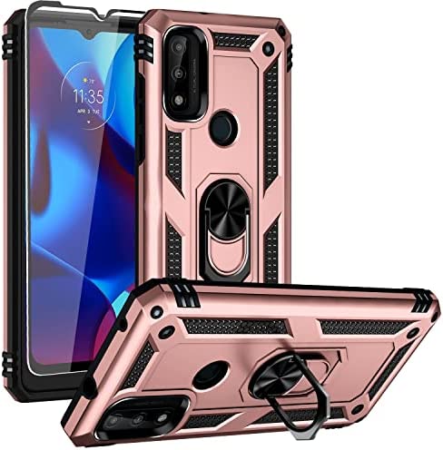 Anti-drop ring case for Moto G power (2023) Rose Gold.