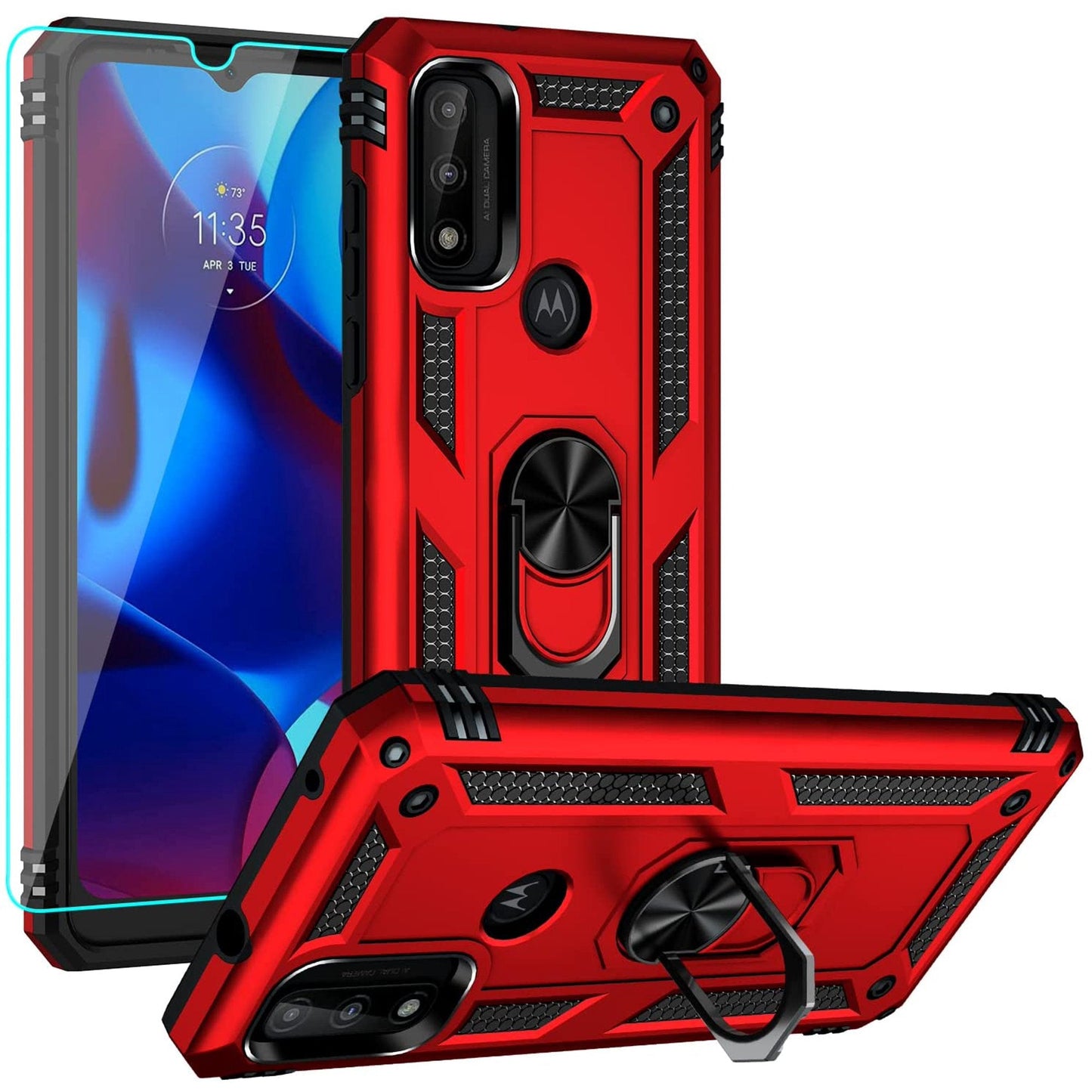 Anti-drop ring case for Moto G power (2023) Red.