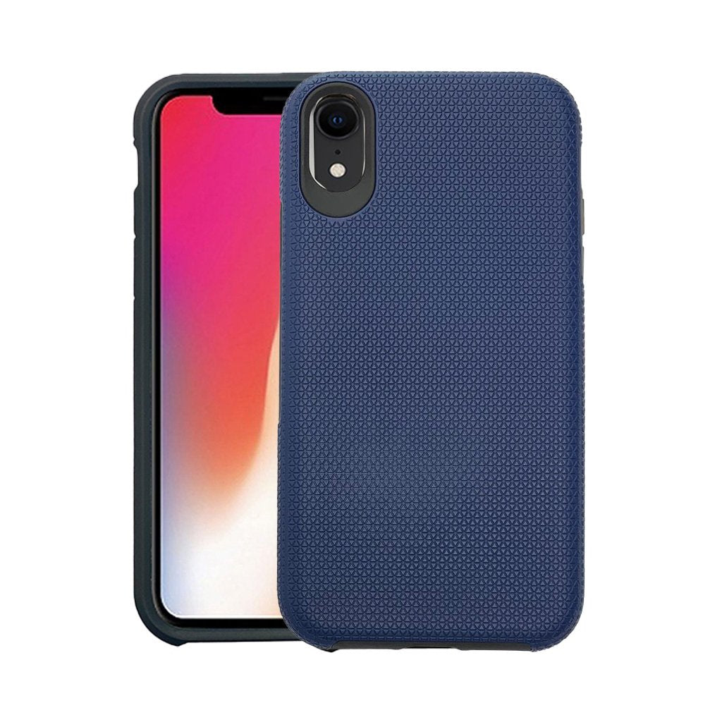 Triangle dotted hard shell case for iPhone XR Navy blue.