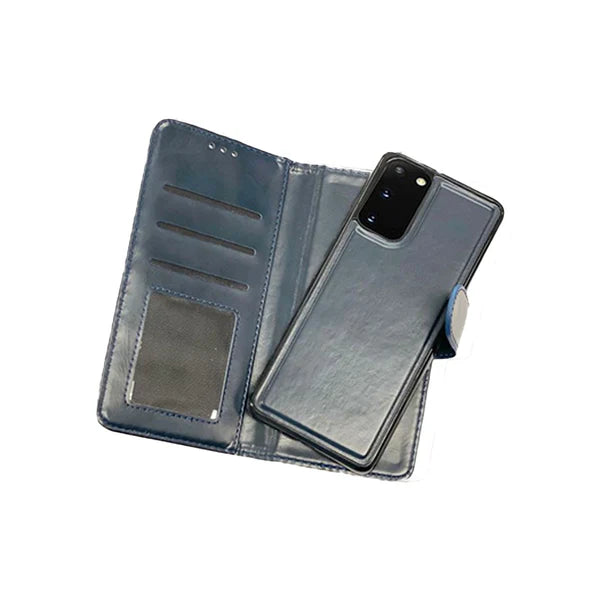 Magnetic two in one wallet for Samsung S22 Navy Blue.