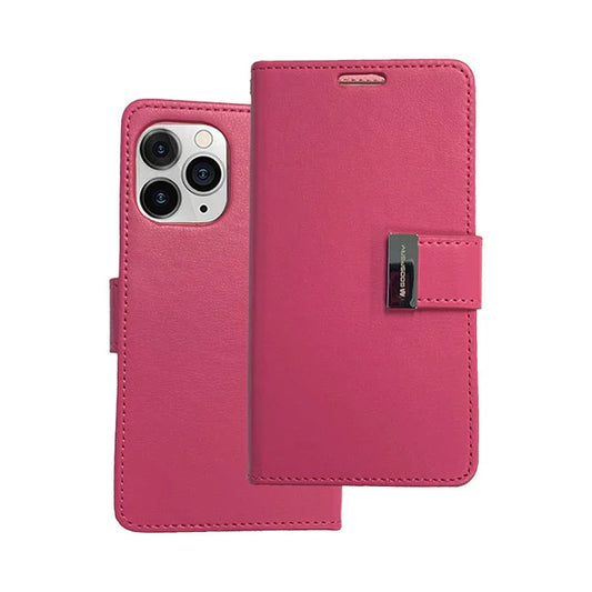 Rich diary wallet for iPhone 14 Pro Max Hot Pink.