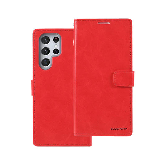 Bluemoon Wallet case for Samsung S23 Ultra Red.