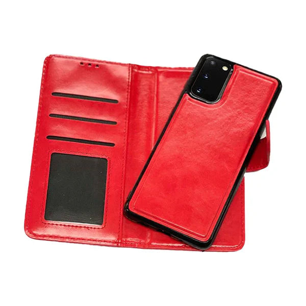 Magnetic two in one wallet for Samsung S23 Red.