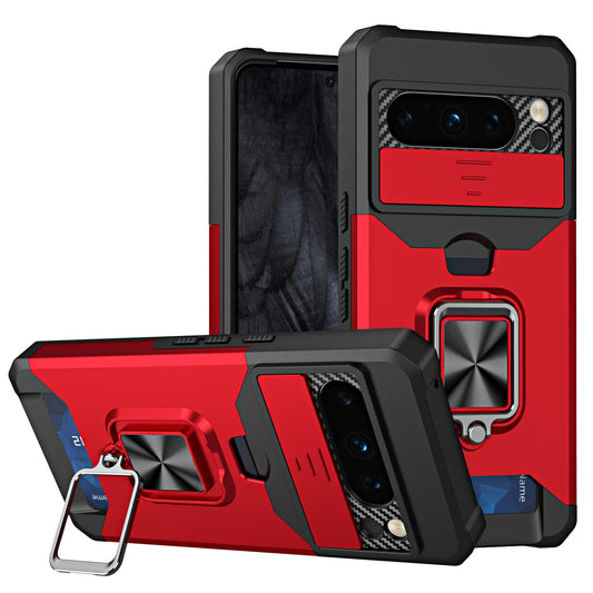 Armour RIng Case with Card Slot for Samsung S23 FE Red.