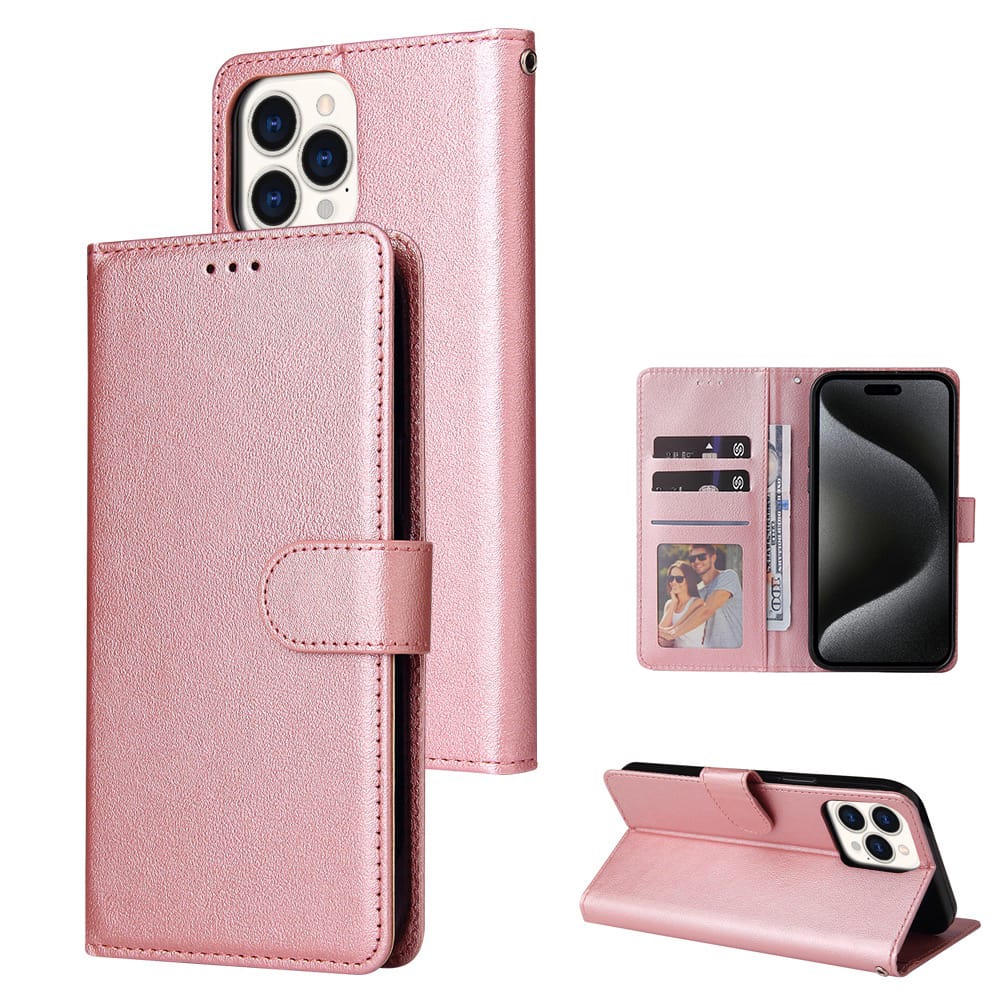 Leather wallet case for Moto G Stylus 5G Rose gold.