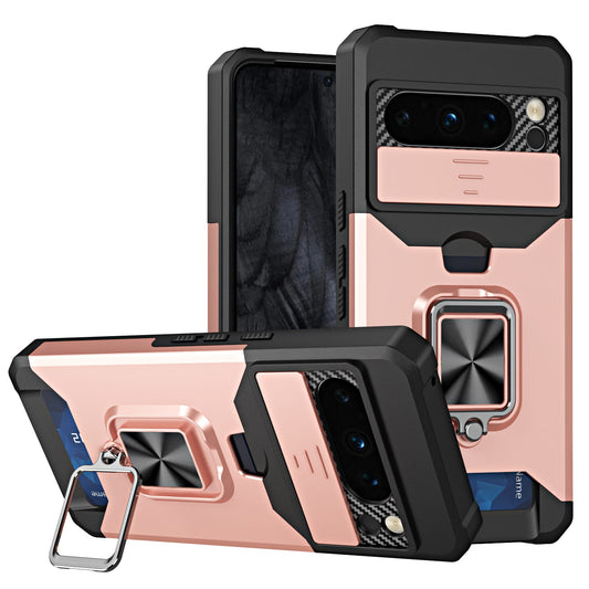 Armour RIng Case with Card Slot for Samsung S23 FE Rose Gold.