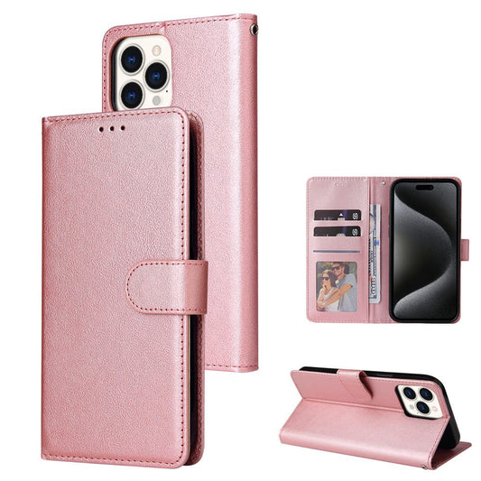 Leather wallet case for Pixel 6A Rose gold.