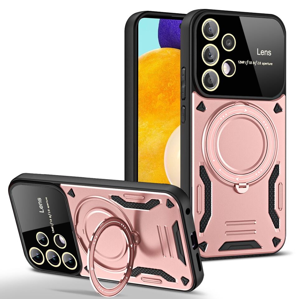 Ring stand case for Samsung A15 5G Rose Gold.