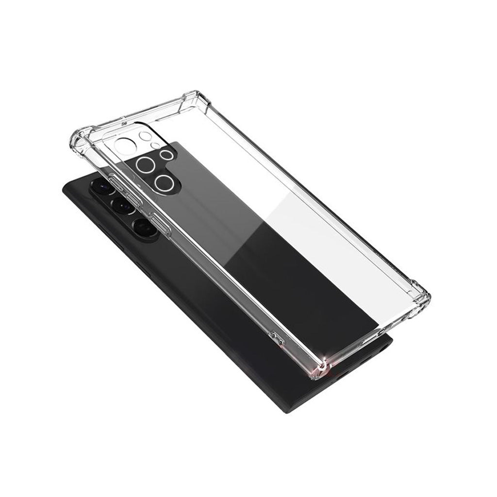 Clear gel TPU with edge bumper for Samsung S22 Ultra.